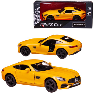 Машинка металлическая Uni-Fortune RMZ City серия 1:32 Mercedes-Benz GT S AMG 2018, цвет желтый, двери открываются