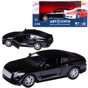 Машинка металлическая Abtoys АвтоСити 1:36 Седан купе инерционный с открывающими передними дверцами черный свет звук