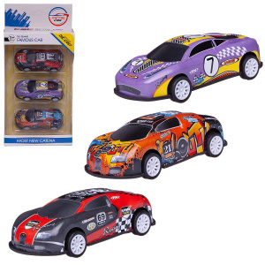 Игровой набор Junfa Машинки гоночные 3шт (с номерами 69,07,21) инерционные металлические