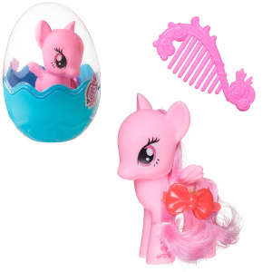 Пони Junfa розовая с расческой в яйце (с бантиком)