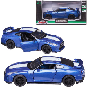 Машинка металлическая MSZ серия 1:43 Nissan GT-R, цвет синий, инерционный механизм, двери открываются