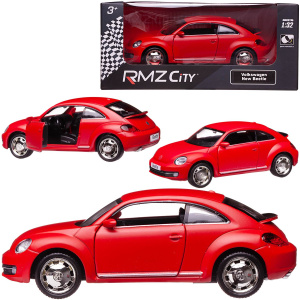 Машинка металлическая Uni-Fortune RMZ City серия 1:32 Volkswagen New Beetle 2012, инерционная, красный матовый цвет, двери открываются