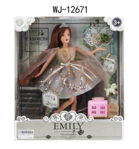 Кукла ABtoys Emily Вечерняя серия с собачкой, переноской и аксессуарами 30см
