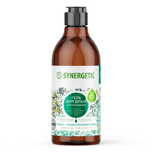 SYNERGETIC Натуральный гель для душа "Сандал и ягоды можжевельника", биоразлагаемый, 380мл