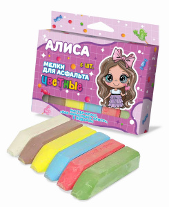 Набор цветных мелков ND Play Алиса для асфальта 6шт 12,3*8,4*2,2см