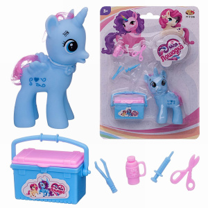 Игровой набор Abtoys Моя лошадка Пони-единорог голубая с чемоданчиком и медицинскими игровыми предметамиСИМВОЛ ГОДА 2026