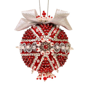 Набор для творчества Волшебная мастерская Новогодний шар из пайеток " Рубин", диаметр 7см