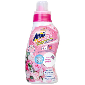 ATTACK Гель для стирки концентрат с кондиционером Роза 780 мл