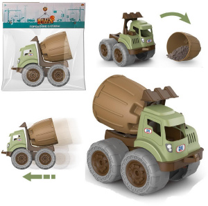 Машинка ABtoys Спецтехника Городские службы Бетономешалка со съемным кузовом , зелено-коричневая, 27х18,1х24,6