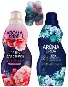AROMA DROP Набор Гели для стирки Aromatherapy Свежесть лотоса, 1000 г + Цветочный микс, 1000 г