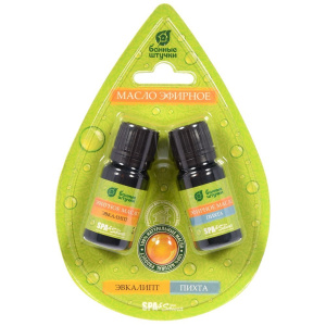 Набор эфирных масел эвкалипт и пихта 2 масла по 10 мл в блистере в форме капли Банные штучки