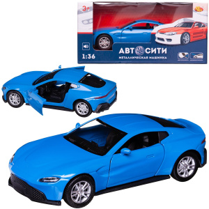 Машинка металлическая Abtoys АвтоСити 1:36 "Спортивная-2", инерционная с открывающими передними дверцами , синяя, свет, звук