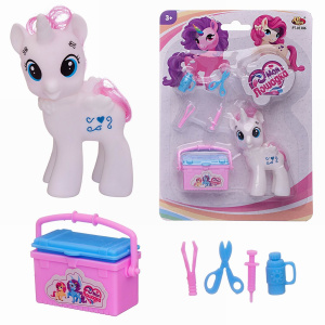 Игровой набор Abtoys Моя лошадка Пони-единорог белая с чемоданчиком и медицинскими игровыми предметамиСИМВОЛ ГОДА 2026