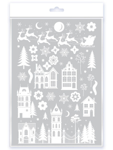 Новый год Декоративные наклейки. Статические. Белый город (30х45 см)