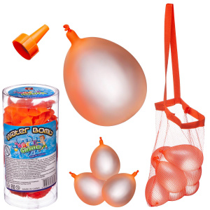 Набор водяных бомбочек в комплекте с воронкой и сетчатым мешочком для переноски, 50 шт, пластиковая туба