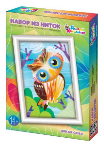 Набор для творчества. Плетение нитками по гвоздикам Яркая сова