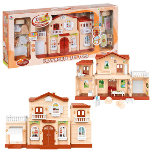 Кукольный дом Junfa "Мой новый дом" с мебелью, средний, сборный, бежевый