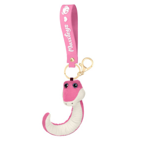 Мягкая Игрушка брелок MAXITOYS Змей Снейк Розовый 12см