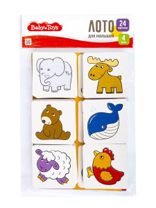 Десятое королевство Лото для малышей Зверята (4 карточки, 24 фишки) Baby Toys
