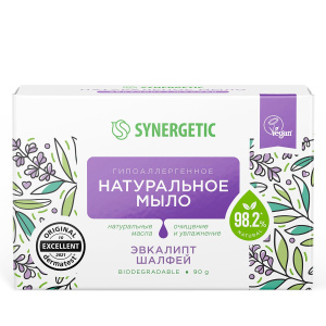 SYNERGETIC Натуральное мыло туалетное "Эвкалипт и шалфей", 90г