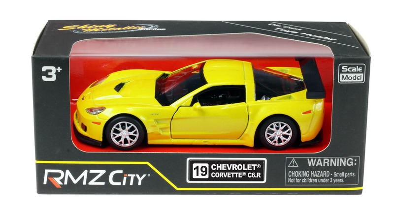 Машинка металлическая Uni-Fortune RMZ City 1:32 Chevrolet Corvette C6-R, инерционная, цвет желтый металлик