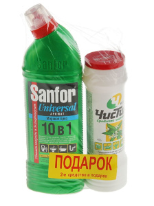 Набор SANFOR Универсал, Морской бриз, 750 г + ЧИСТИН Чистящий порошок "Лимонный всплеск", 400 г