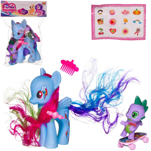 Игровой набор Abtoys Моя лошадка Пони голубая с сиреневым малышом дракончикомСИМВОЛ ГОДА 2026