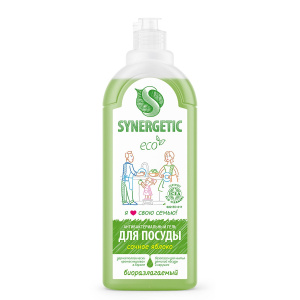 SYNERGETIC Гель для мытья посуды "Сочное яблоко" антибактериальный, биоразлагаемый, 1л