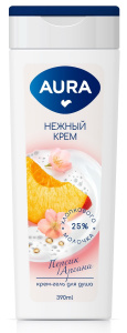 AURA Крем-гель для душа Персик и Аргана флакон/флиптоп 390мл