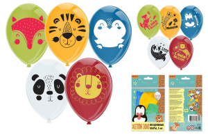 Воздушные шарики ND Play «Хеппи ЗОО» 30 см, 5 шт.