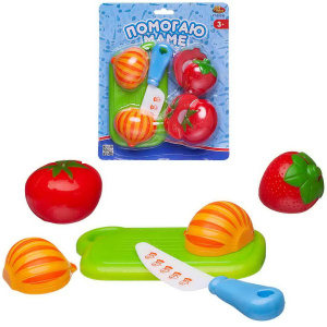 Набор посуды и продуктов для резки на липучках "Помогаю Маме", 6 предметов