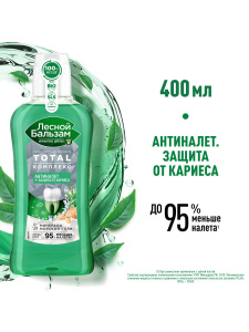 Лесной Бальзам Ополаскиватель для полости рта Тотал Комплект Антиналет+защита от кариеса 400мл