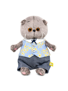 BUDI BASA Кот Басик BABY в жилете в цветочек и брючках 20см