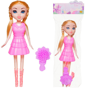 Кукла ABtoys Brilliance Fair 18 см в бледно-розовом платье, в сапожках, с расческой