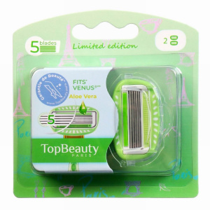 TopBeauty Paris Cменные кассеты женские 5 лезвий 2шт зеленый цвет(Совместимы с Venus*)