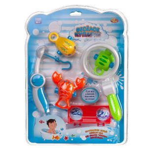 Набор игрушек для ванной ABtoys Веселое купание Рыбалка (удочка, 3 фигурки-брызгалки, сачок, держатель)
