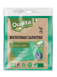 QUALITA Салфетки вискозные Eco life 3шт