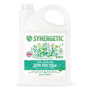 SYNERGETIC Гель-бальзам для мытья посуды Эвкалипт и горный чабрец, биоразлагаемый 3,5л