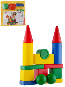 Кубики пластмассовые "Строительный набор 15 элементов", в пакете, 24*24*15 см