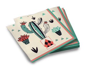 Салфетки бумажные ND Play Кактус-2 трехслойные, 20 штук