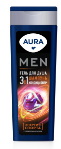 AURA Men Гель для душа 3в1 Энергия Спорта флакон/флиптоп 380мл