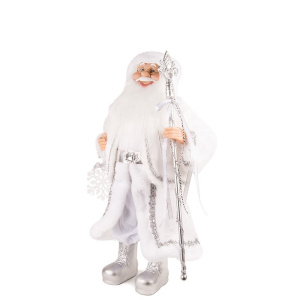 MAXITOYS Дед Мороз в Длинной Серебряной Шубке 30см