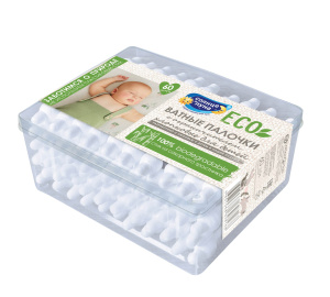 СОЛНЦЕ И ЛУНА ECO Ватные палочки с ограничителем 0+ 60шт