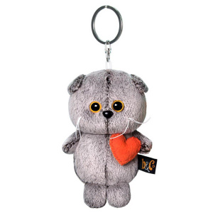 Мягкая игрушка BUDI BASA Брелок Кот Басик с сердечком 12 см