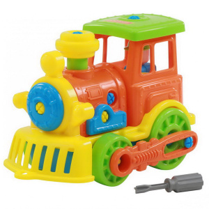 Конструктор транспорт "Паровоз" (в сеточке) 28,5х16х18 см.