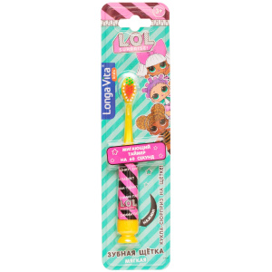 Зубная щетка Longa Vita детская мигающая с присоской, от 3 лет желтая