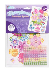 Набор для творчества. Аппликация бусинами Букет Перламутровая сказка (европодвес)