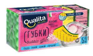 QUALITA Губки кухонные BUBBLE EFFECT 5шт
