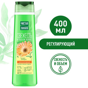 Чистая Линия Nature Plus Шампунь Свежесть и объем регулирующий для склонных к жирности волос 400мл