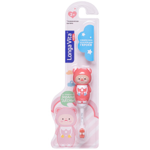 Зубная щетка Longa Vita детская 10 000 щетинок, от 2-х лет красная